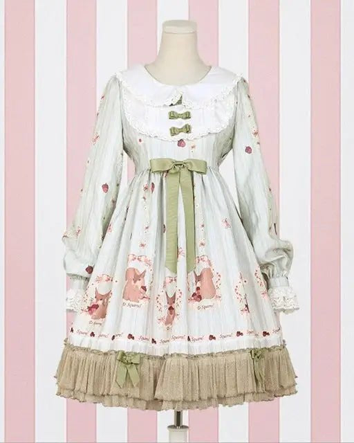 Gorgeous Lolita Dress with Squirrel Cameo in Various Colors and Sleeves - Cosparty