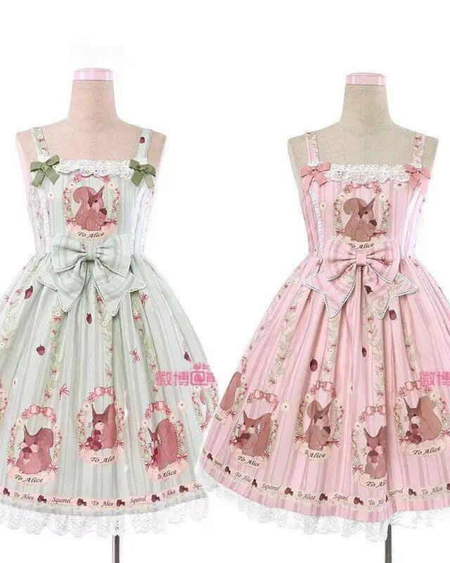 Gorgeous Lolita Dress with Squirrel Cameo in Various Colors and Sleeves - Cosparty