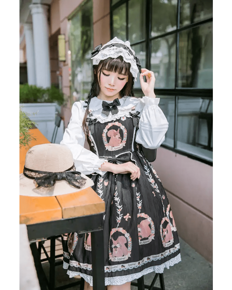 Gorgeous Lolita Dress with Squirrel Cameo in Various Colors and Sleeves - Cosparty