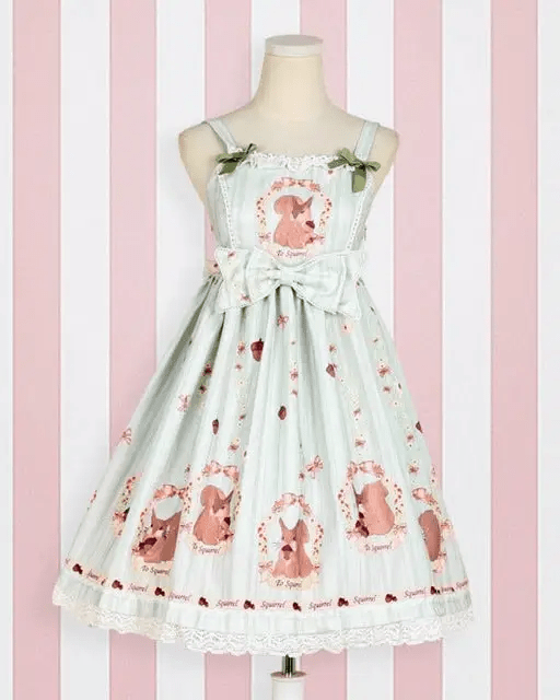 Gorgeous Lolita Dress with Squirrel Cameo in Various Colors and Sleeves - Cosparty