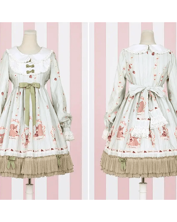 Gorgeous Lolita Dress with Squirrel Cameo in Various Colors and Sleeves - Cosparty