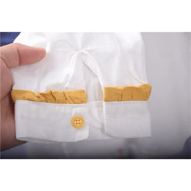 Gorgeous White Peter - Pan Style Sunflower Button - Up Blouse - Cosparty