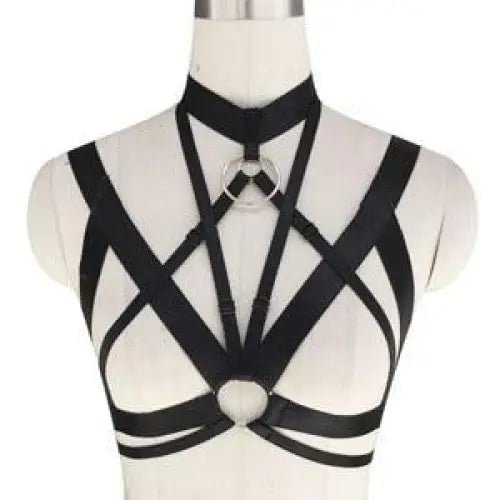 Gothic Inspired O - Ring Chest Harness with Spandex Straps - Cosparty