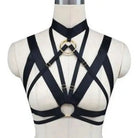 Gothic Inspired O - Ring Chest Harness with Spandex Straps - Cosparty