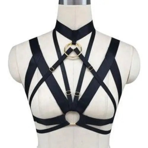 Gothic Inspired O - Ring Chest Harness with Spandex Straps - Cosparty