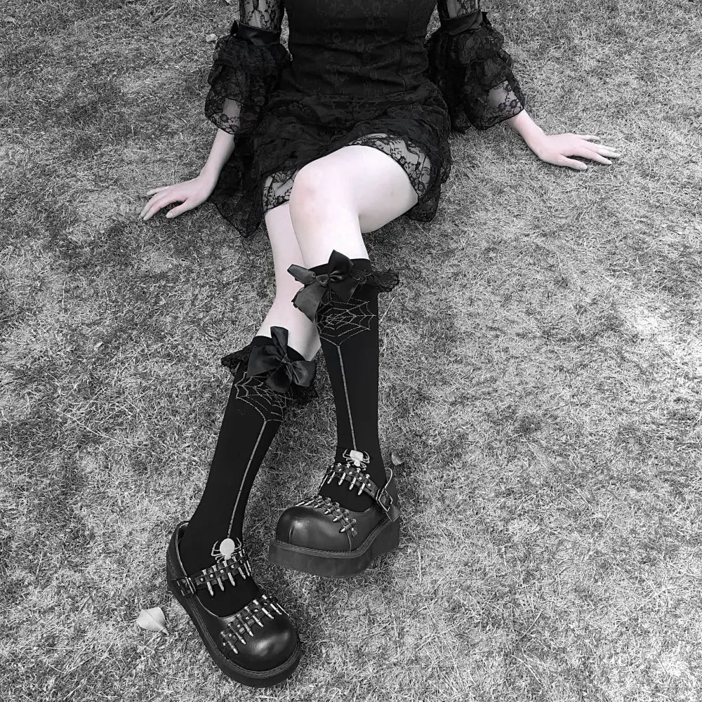 Gothic Spiderweb Stockings for Spooky Style and Cute Heart Skirts - Cosparty