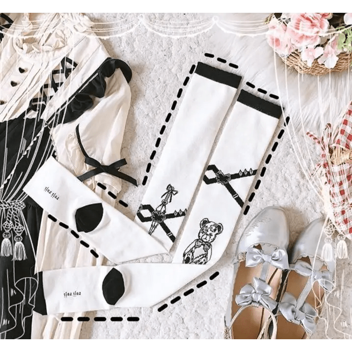 Gothic Teddy Bear Stockings for Kawaii and Littlespace Outfits - Cosparty