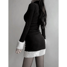 Gothic Winter Dress with White Fur Cuffs and Hemline - Cosparty