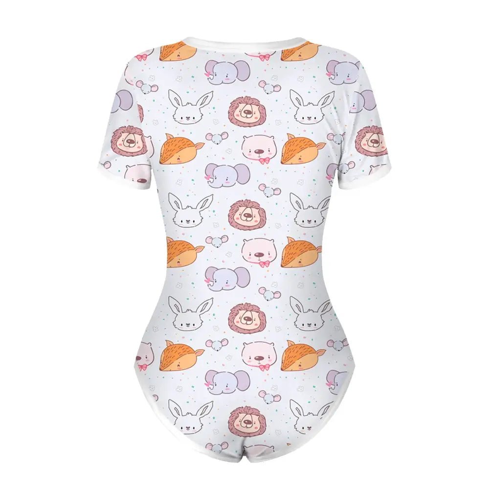 Grey Unisex Adult Onesie with Adorable Animal Print Design - Cosparty