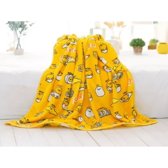 Gudetama Inspired Happy Egg Yolk Fuzzy Throw Blanket - Cosparty