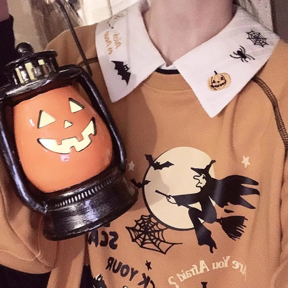 Halloween Inspired Collared Blouse Length 59cm for Year - Round Wear - Cosparty