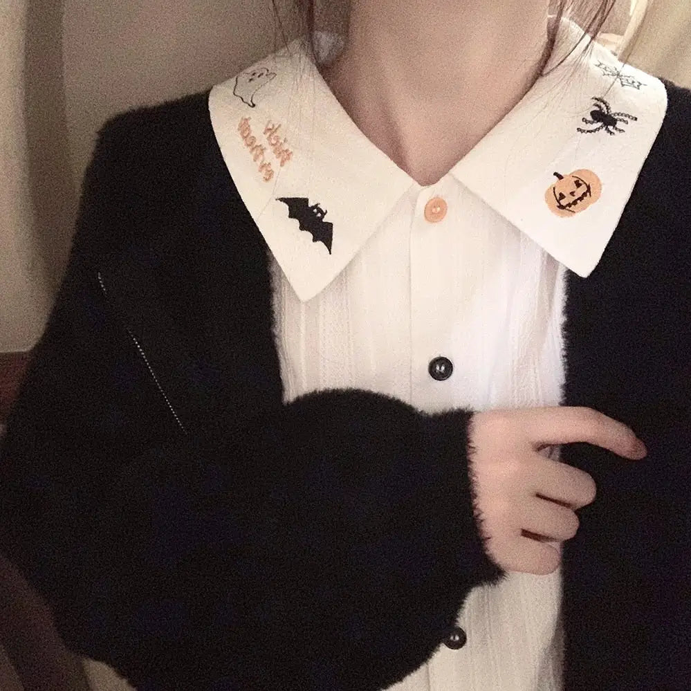 Halloween Inspired Collared Blouse Length 59cm for Year - Round Wear - Cosparty