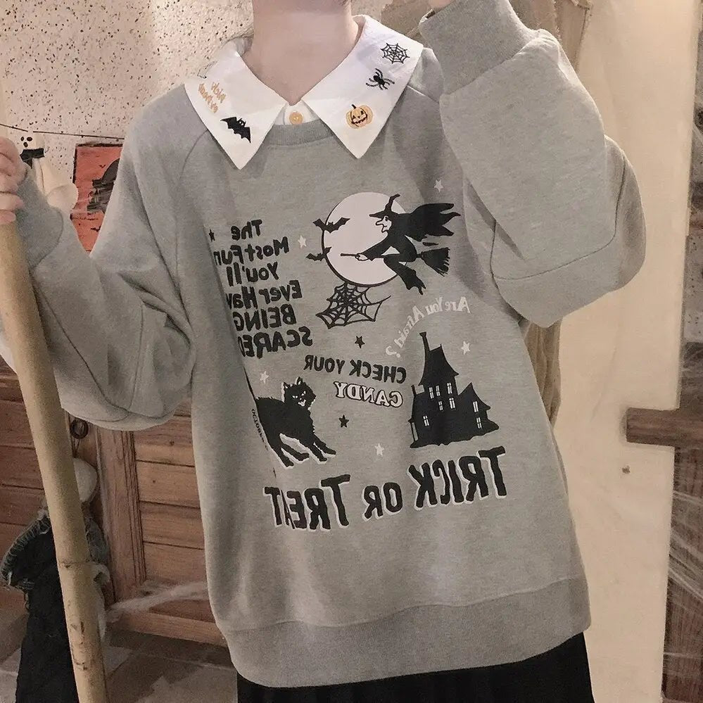 Halloween Inspired Collared Blouse Length 59cm for Year - Round Wear - Cosparty