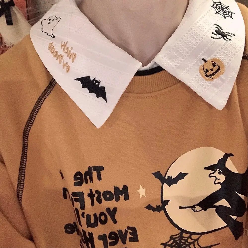 Halloween Inspired Collared Blouse Length 59cm for Year - Round Wear - Cosparty