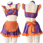 Halloween Inspired Ruffled Maid Lingerie Set in Orange and Purple - Cosparty
