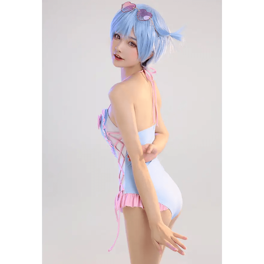 Happy Bunny High Quality Ruffled Adult Onesie Romper and Swimsuit - Cosparty