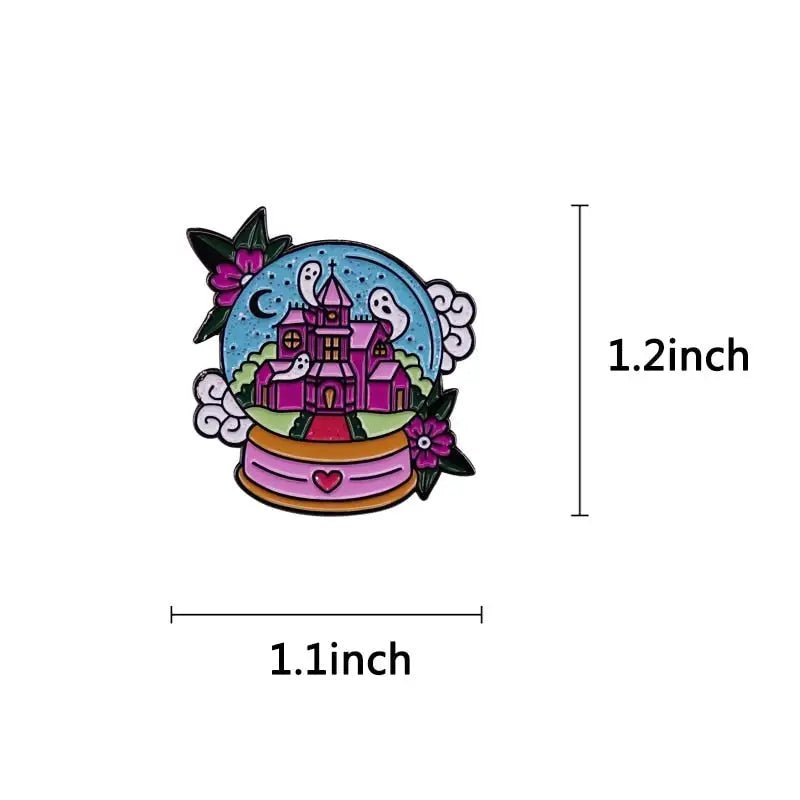 Happy Halloween Snowglobe Enamel Pin for Pastel Goth Lovers - Cosparty