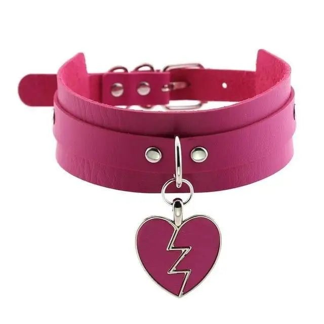 Heart Breaker Vegan Leather Choker for Kinky Princesses - Cosparty