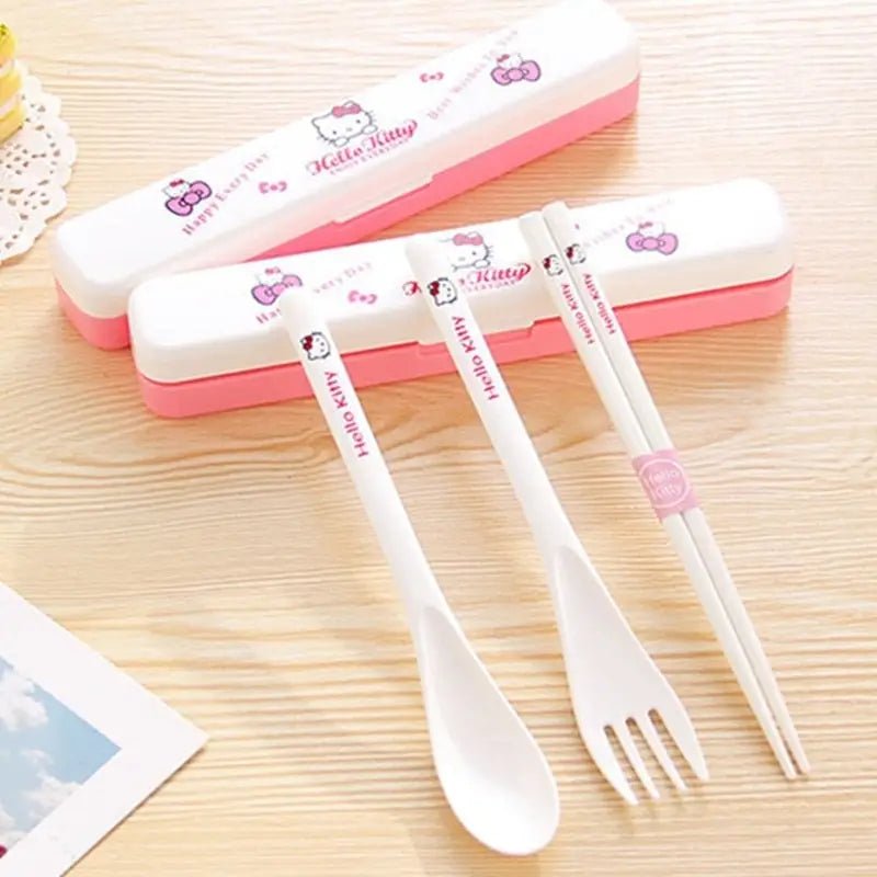 Hello Kitty Inspired Kawaii Cutlery Set with Matching Case - Cosparty