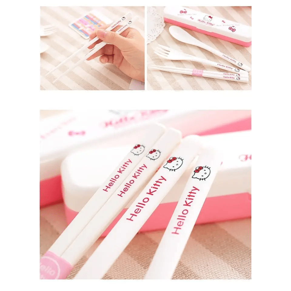 Hello Kitty Inspired Kawaii Cutlery Set with Matching Case - Cosparty