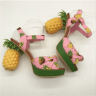 High Fashion Pink Pineapple Platform Sandals for Luxe Looks - Cosparty