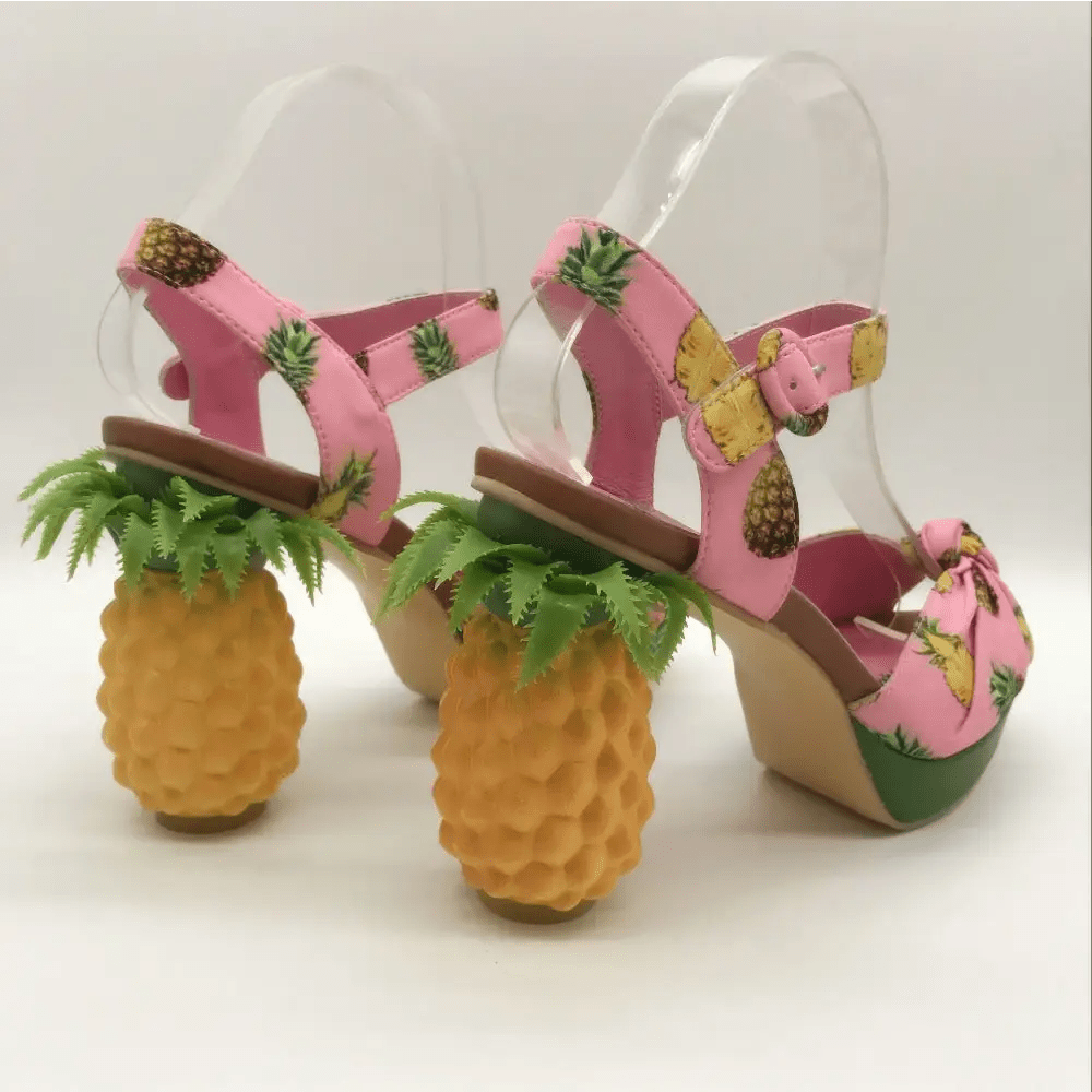 High Fashion Pink Pineapple Platform Sandals for Luxe Looks - Cosparty