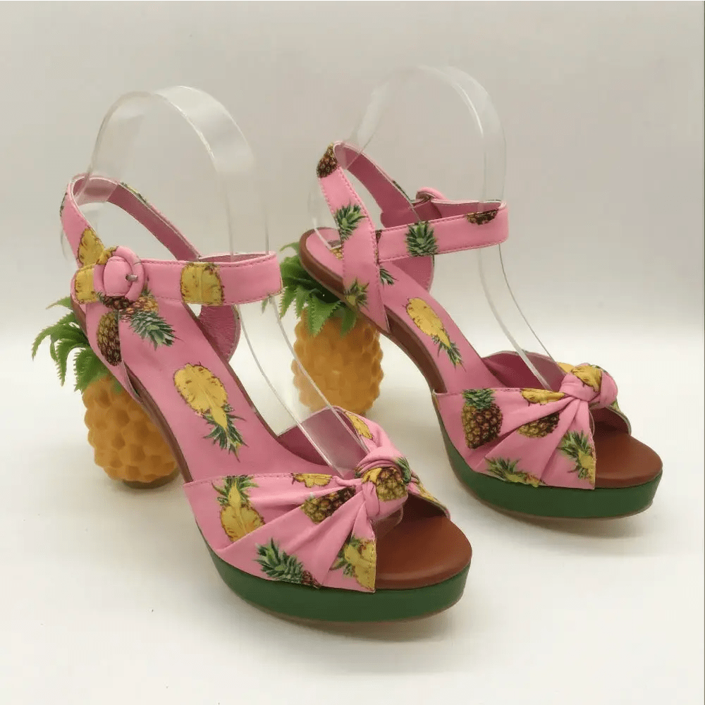 High Fashion Pink Pineapple Platform Sandals for Luxe Looks - Cosparty