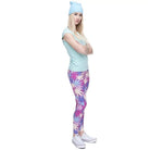 High Life Leggings with Colorful Pink, Purple, and Blue Marijuana Leaves - Cosparty