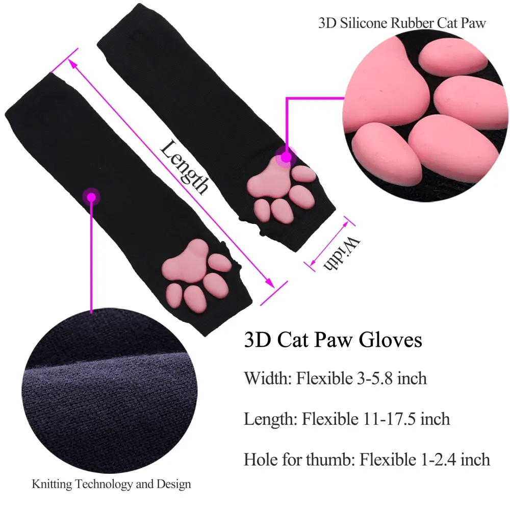 High Quality Thigh High Neko Cat Paw Gloves - Cosparty