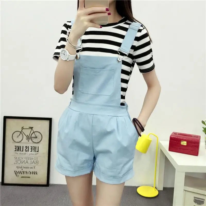 High Waisted Ribbon Jumper with Shoulder Strap and Bow Detail - Cosparty