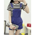 High Waisted Ribbon Jumper with Shoulder Strap and Bow Detail - Cosparty