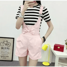 High Waisted Ribbon Jumper with Shoulder Strap and Bow Detail - Cosparty