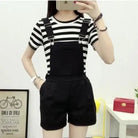 High Waisted Ribbon Jumper with Shoulder Strap and Bow Detail - Cosparty