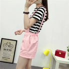 High Waisted Ribbon Jumper with Shoulder Strap and Bow Detail - Cosparty