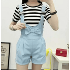 High Waisted Ribbon Jumper with Shoulder Strap and Bow Detail - Cosparty