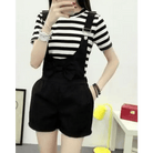 High Waisted Ribbon Jumper with Shoulder Strap and Bow Detail - Cosparty