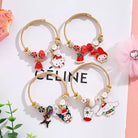 Holiday Character Bangle Beaded Bracelets Featuring Kawaii Designs - Cosparty