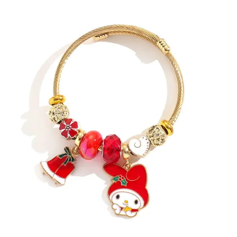Holiday Character Bangle Beaded Bracelets Featuring Kawaii Designs - Cosparty