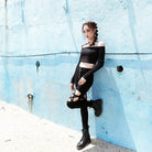 Hollow Cut - Out Pentagram Star Pants for Witchy Looks - Cosparty