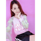 Holographic Acid Sugar Crop Top Sweater with Rainbow Sleeves - Cosparty