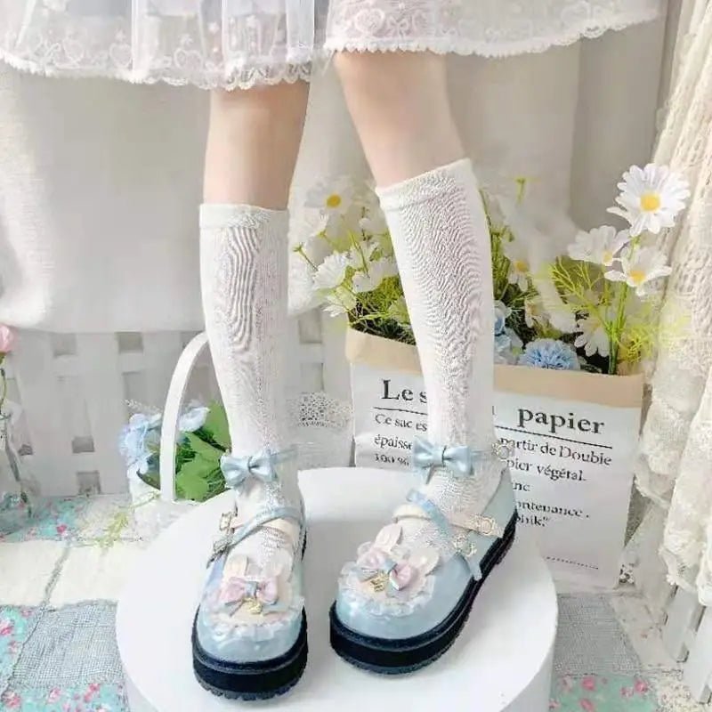 Holographic Bunny Ear Lolita Shoes for Kawaii Style - Cosparty