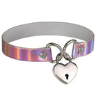 Holographic Lock and Key Choker Collar with Metal Locket - Cosparty