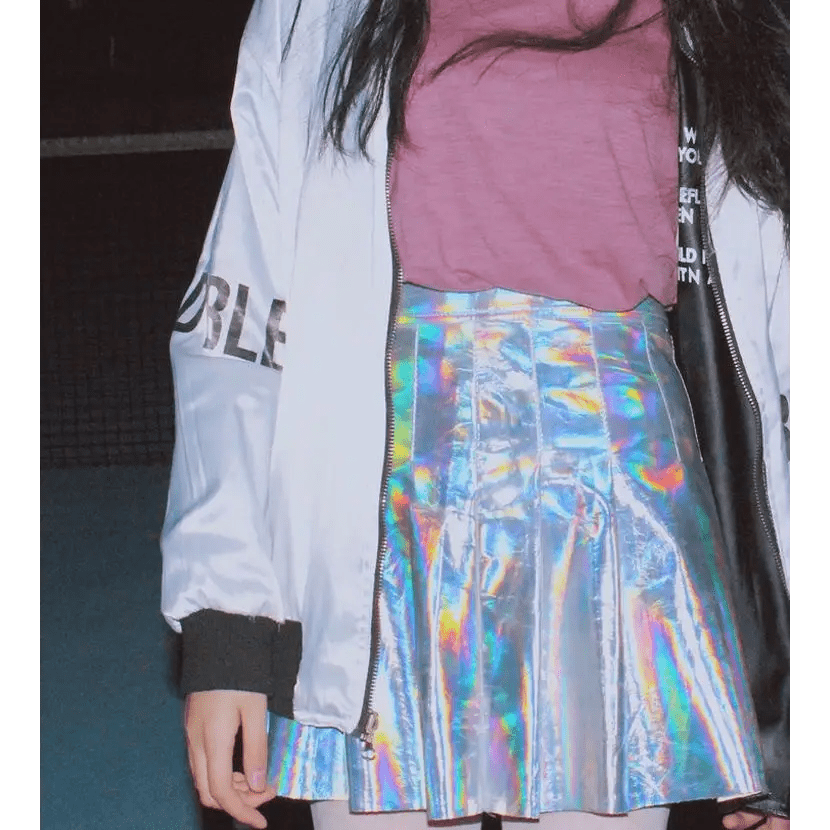 Holographic Pleated Silver Mini Skirt for Trendy J - Fashion Lovers - Cosparty
