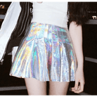 Holographic Pleated Silver Mini Skirt for Trendy J - Fashion Lovers - Cosparty