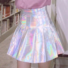 Holographic Pleated Silver Mini Skirt for Trendy J - Fashion Lovers - Cosparty