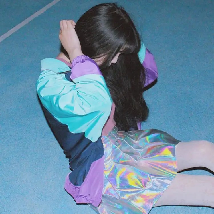 Holographic Pleated Silver Mini Skirt for Trendy J - Fashion Lovers - Cosparty