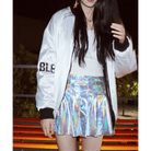 Holographic Pleated Silver Mini Skirt for Trendy J - Fashion Lovers - Cosparty