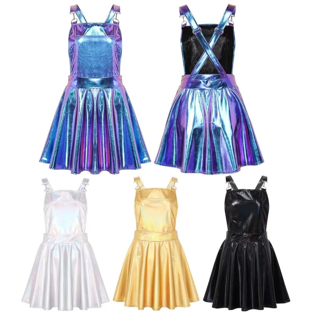 Holographic Suspender Overall Jumper Dress in New Condition - Cosparty