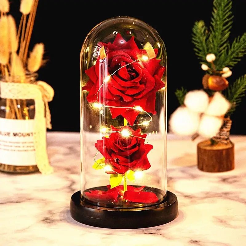 Immortal Rose Lamp with Elegant Flower Encased in LED Light - Cosparty
