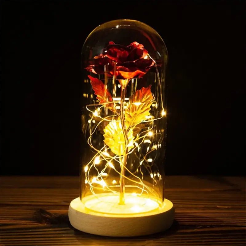 Immortal Rose Lamp with Elegant Flower Encased in LED Light - Cosparty